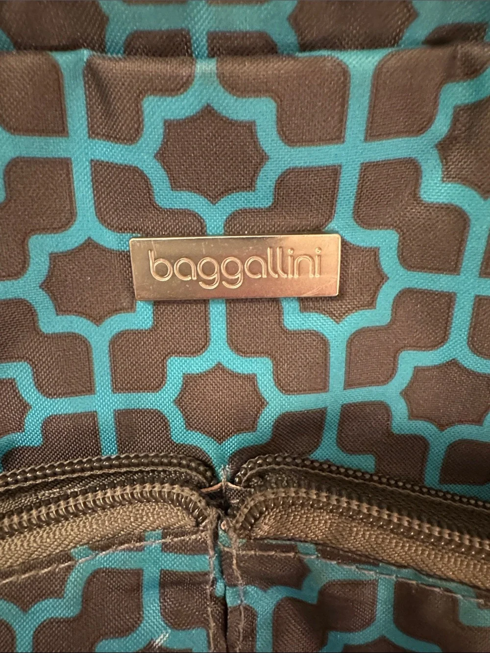 Baggallini Teal/Grey Patterned Crossbody Bag
